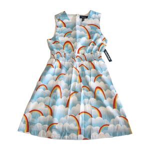 Modcloth Dreamscape Rainbow Clouds Novelty Fit & Flare Dress Women SZ Medium